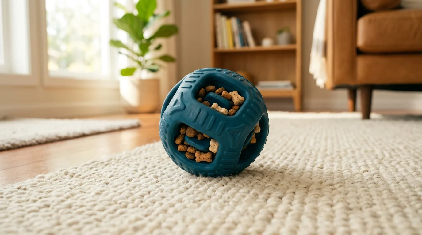 Brinquedo dispenser de petiscos para entreter cachorro filhote sozinho em casa