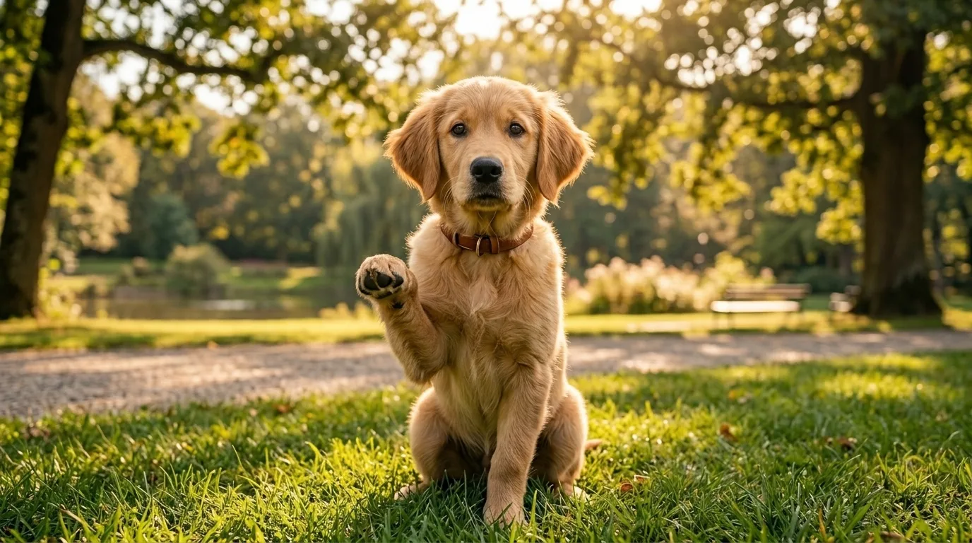 Cachorro executando comando fica com pata levantada