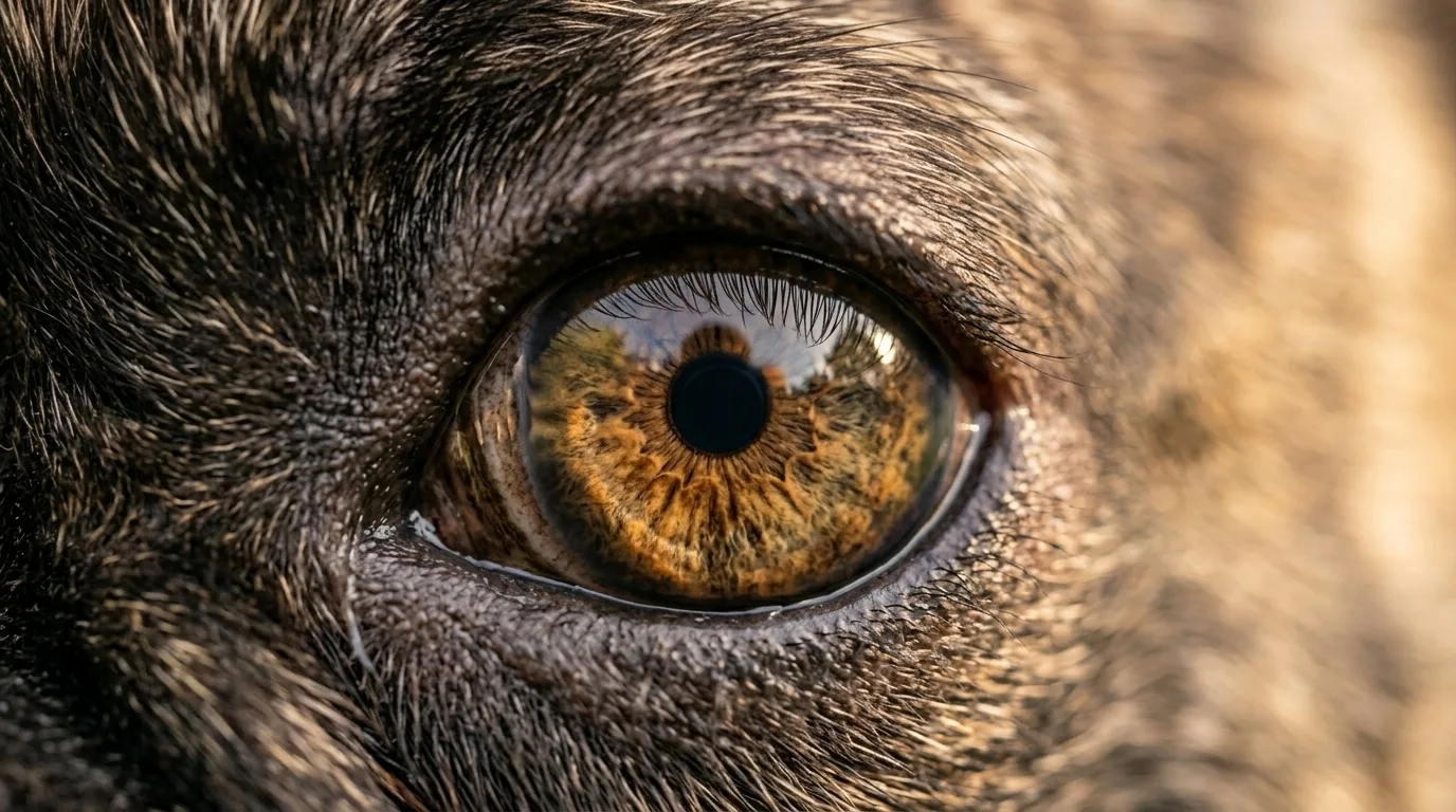 Detalhe macro do olho canino mostrando a iris